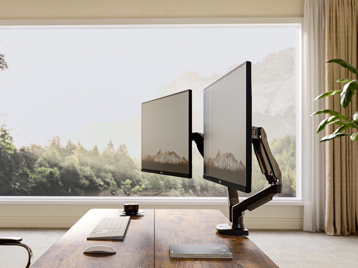 HUANUO Clutter-Free Dual Monitor Mount for 13″ to 30″ Computer Screens on Gadget Flow